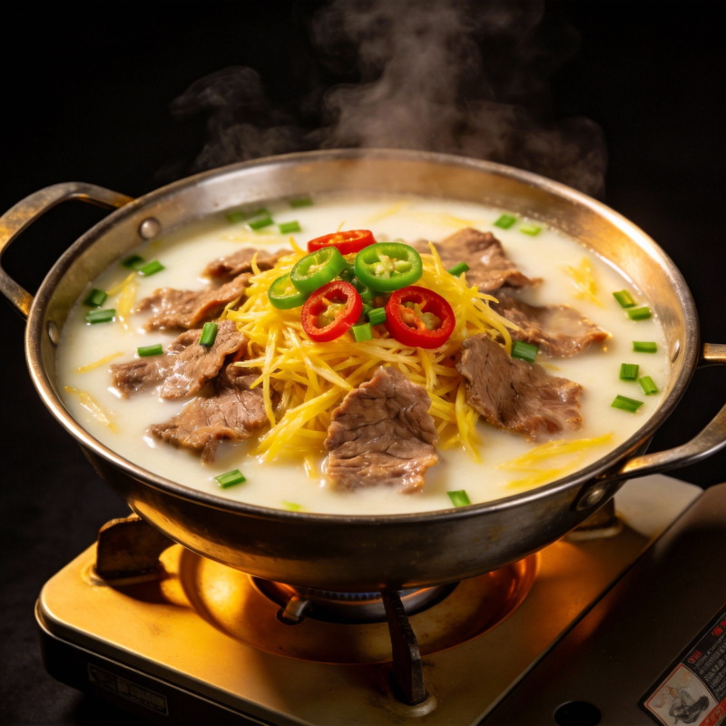 热气腾腾牛肉锅图片