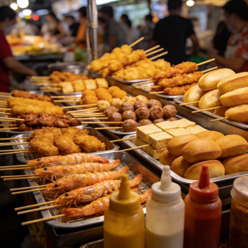 夜市美食串烧摊图片
