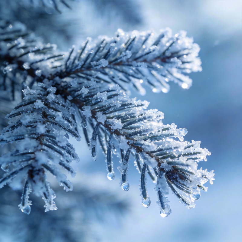 雪覆松枝晶莹剔透图片