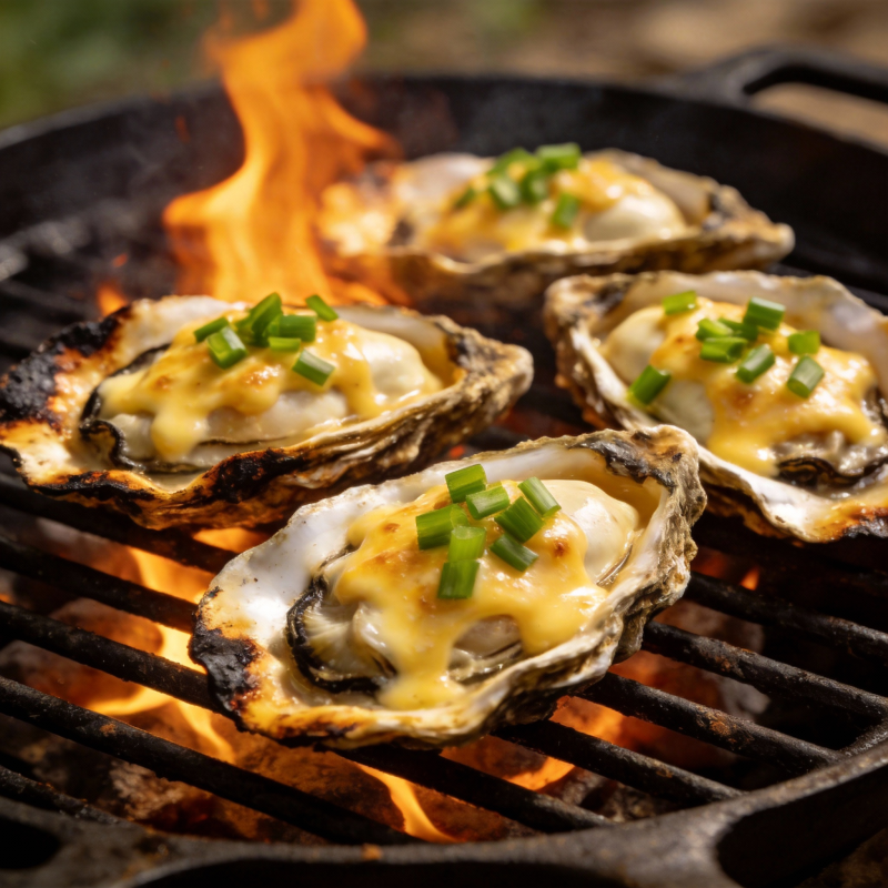 烤生蚝火焰上图片