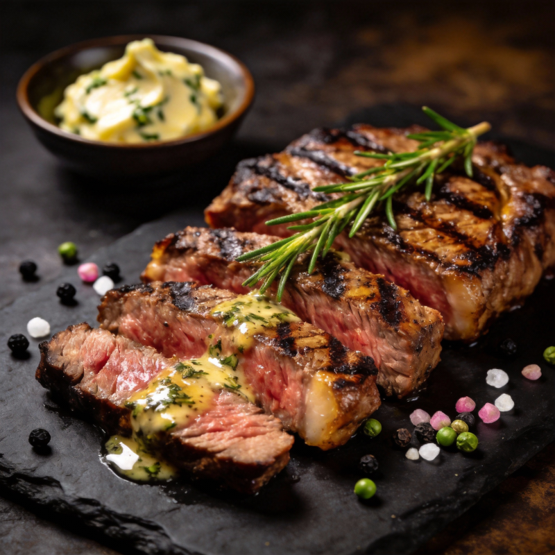 香煎牛排配迷迭香图片