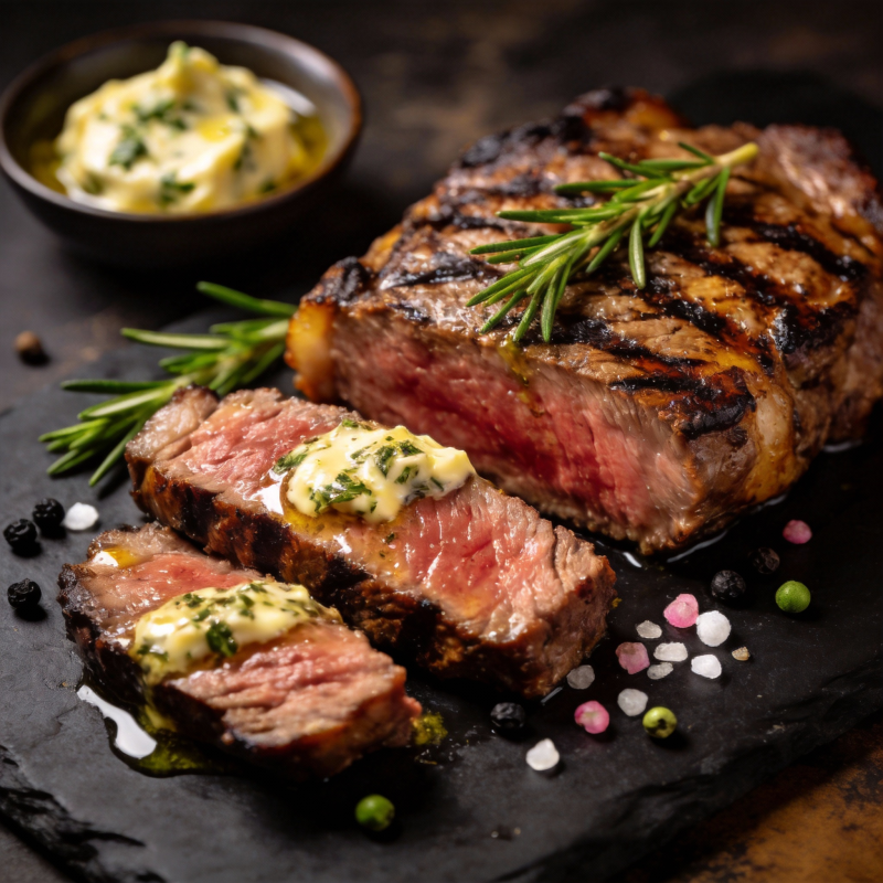 香煎牛排配迷迭香图片