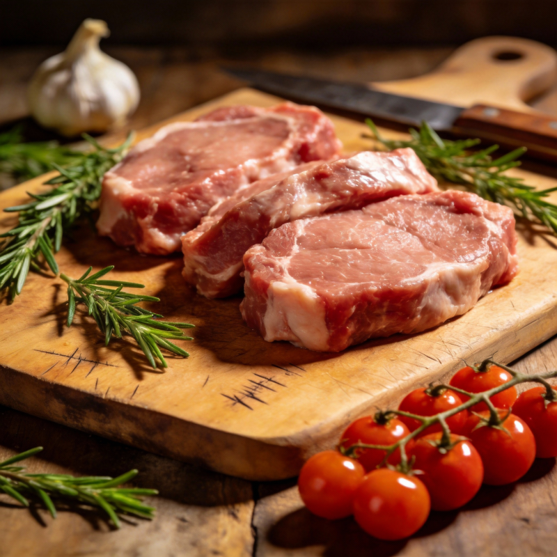 鲜嫩猪排配香草图片