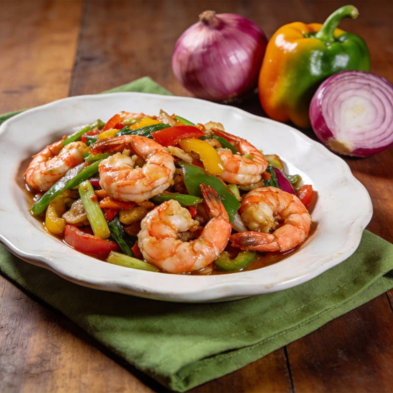 虾仁炒彩椒图片