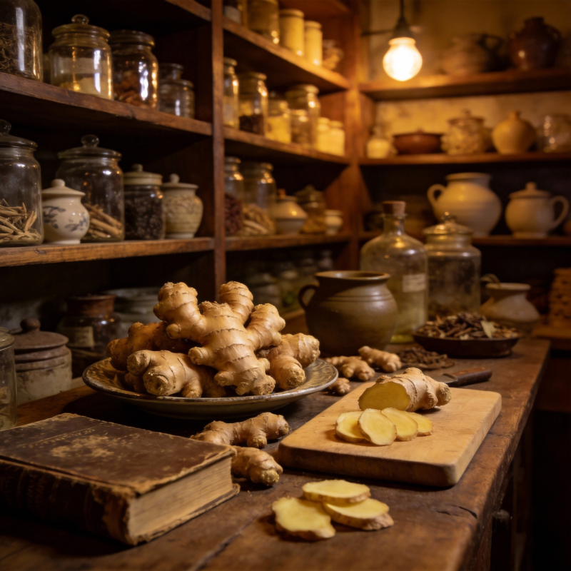古朴药房中的姜香图片