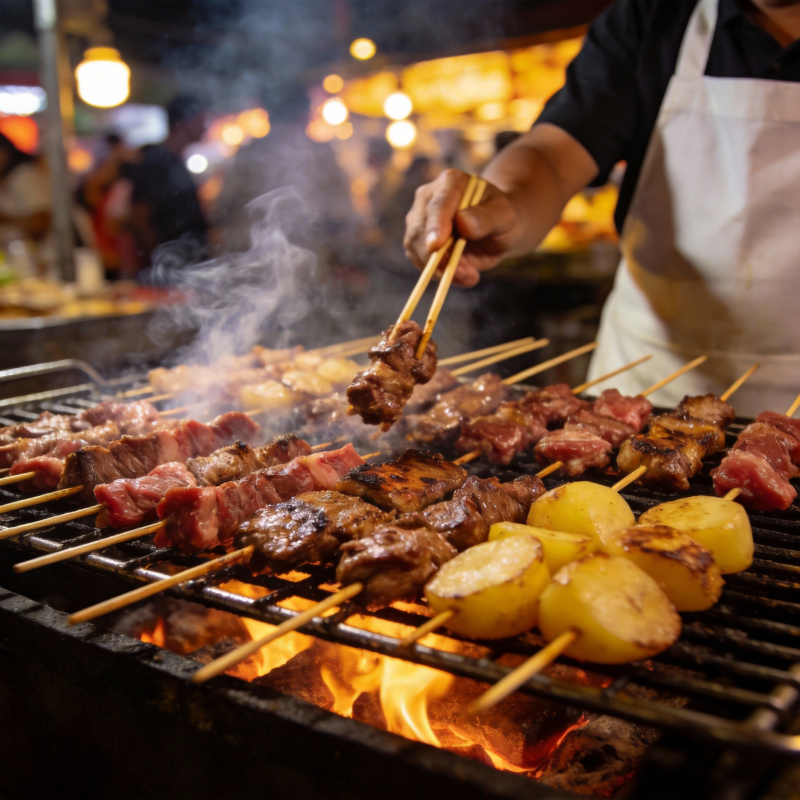夜市烧烤飘香图片