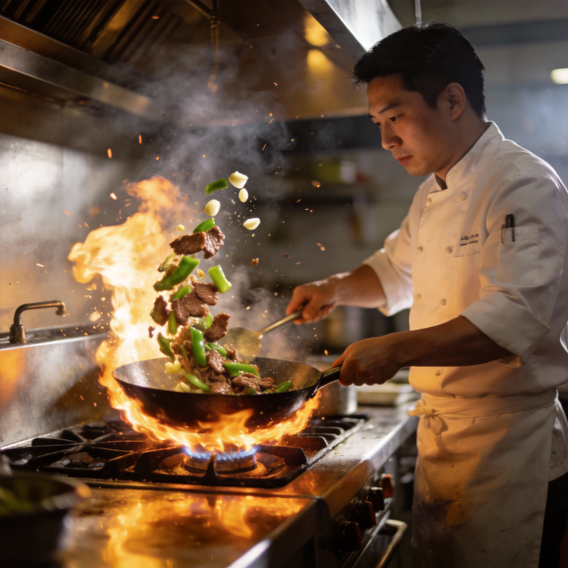 火焰翻炒美食图片