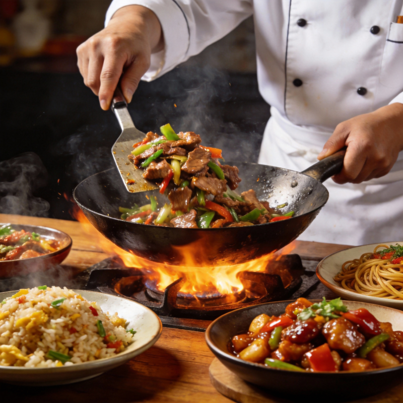 火焰炒菜 美味四溢图片