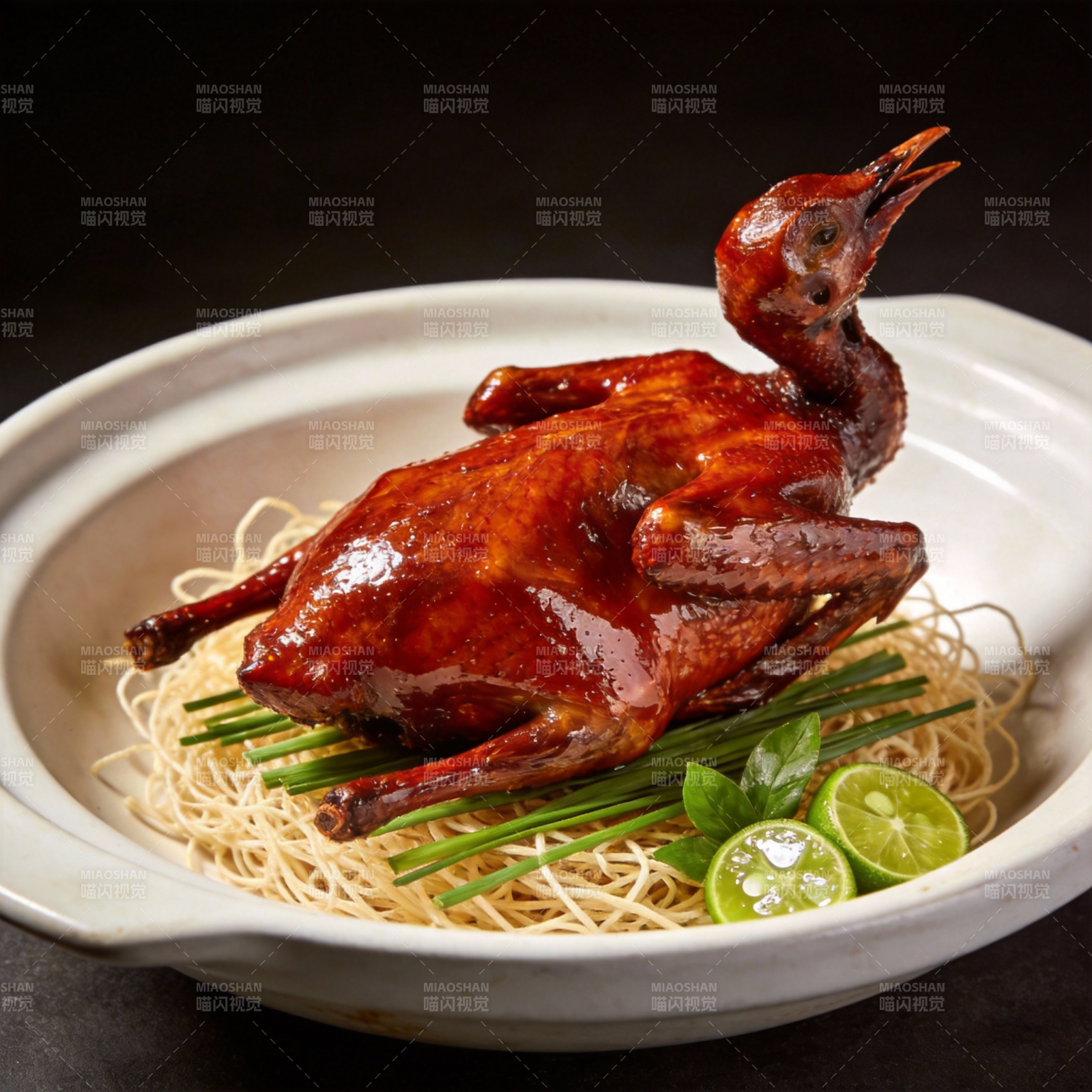 蜜汁烤鸭配面图片