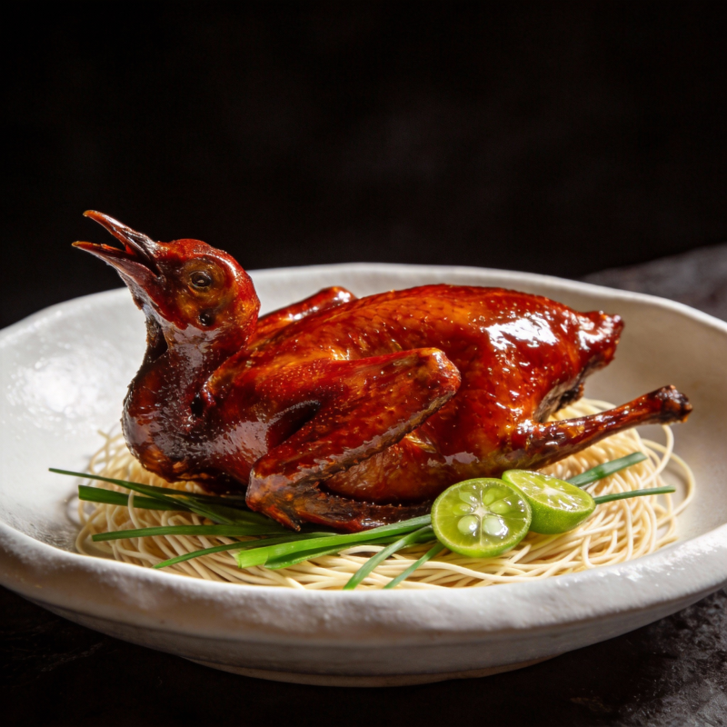 烤乳鸽配青柠面图片