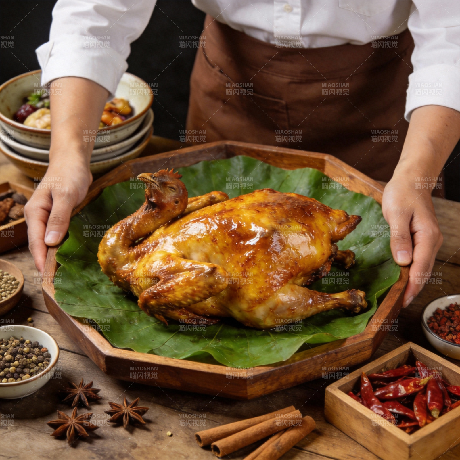 金黄烤鸡 香气四溢图片