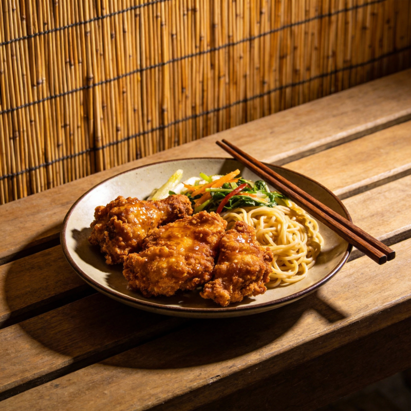 美味炸鸡配面图片