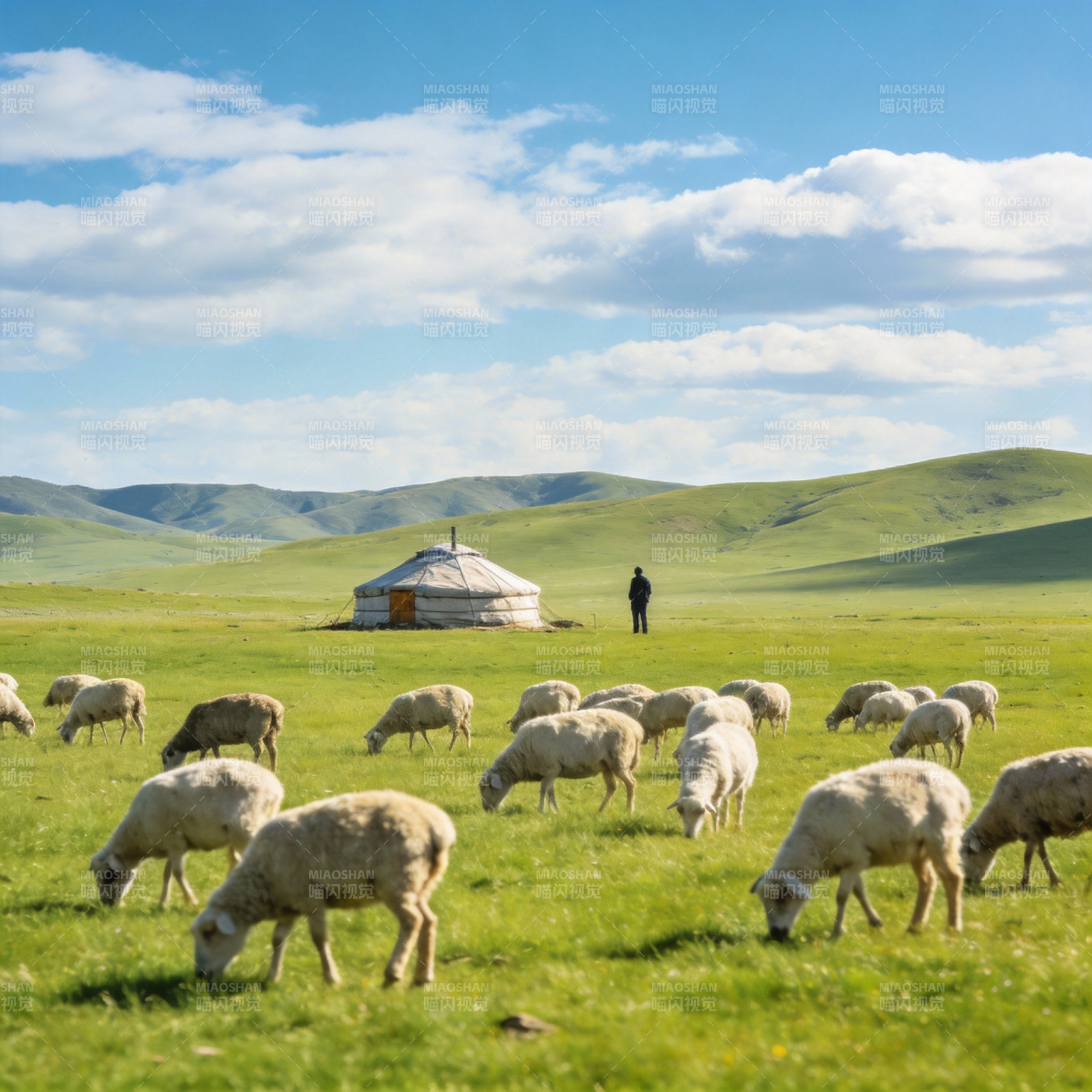 草原牧羊图图片