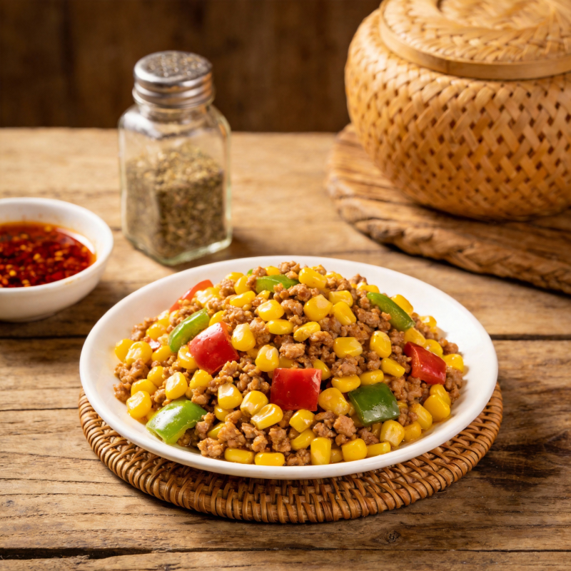 玉米炒肉粒图片