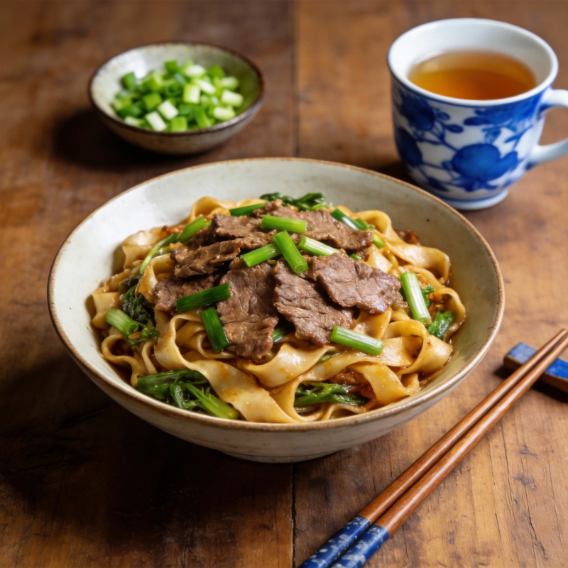 牛肉炒面配茶图片