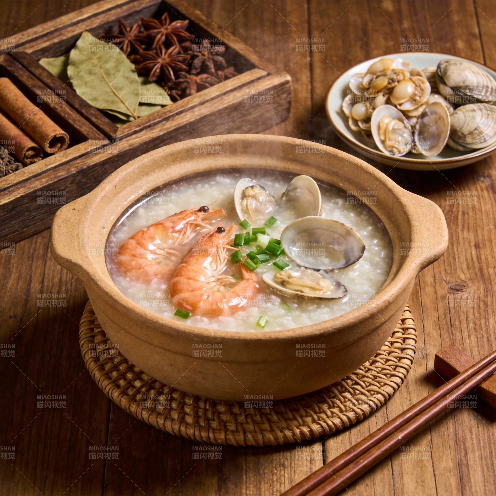 海鲜粥配香料图片