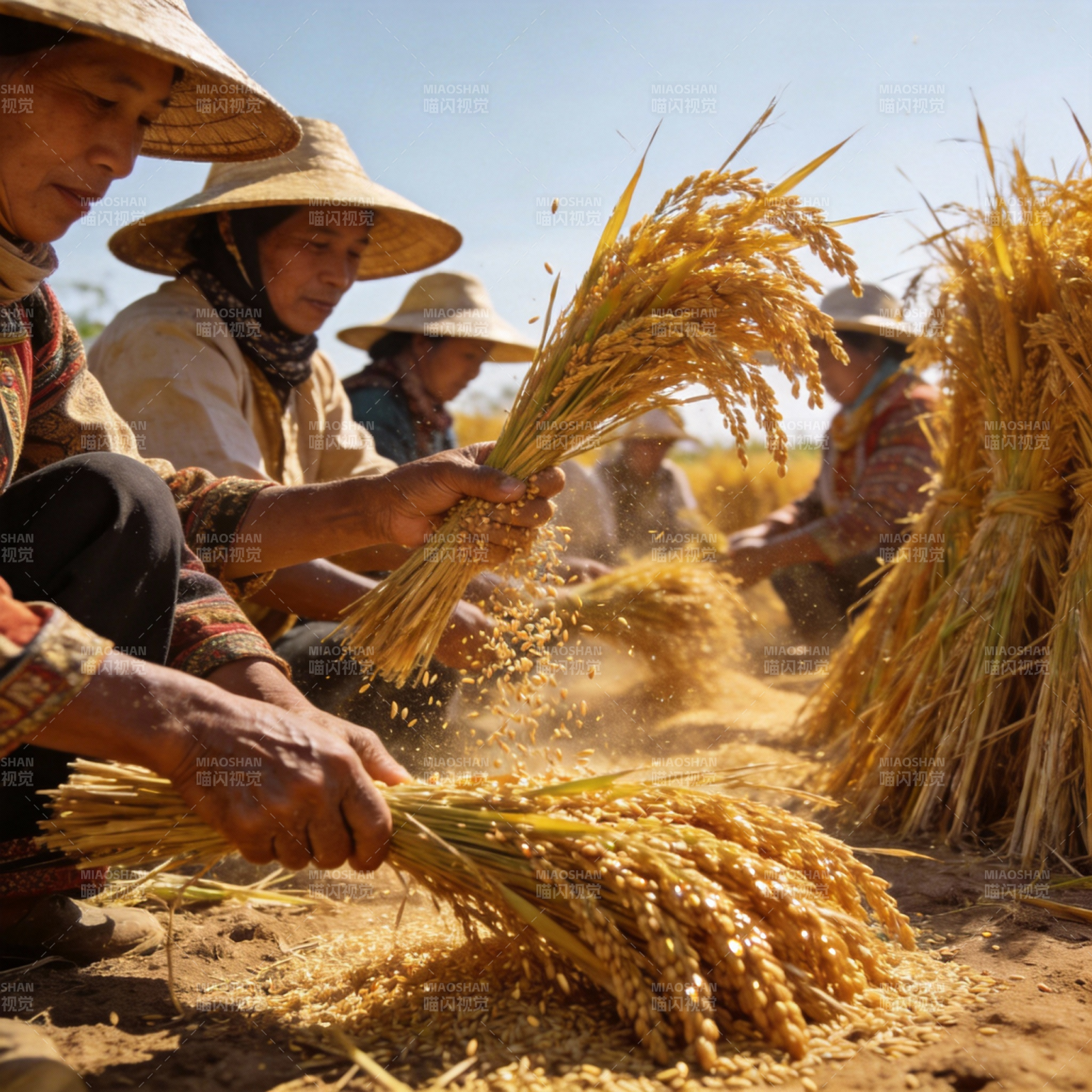 稻田收割忙图片