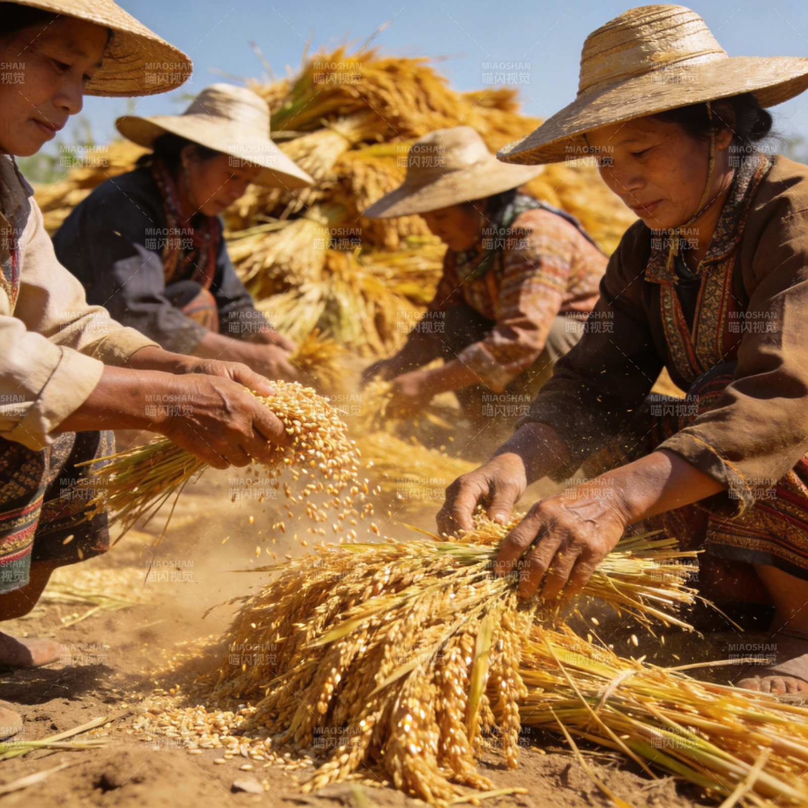稻谷丰收忙图片