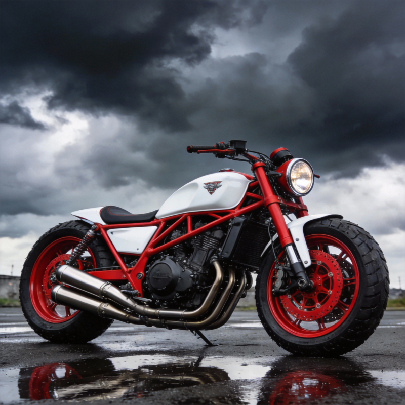 红白机车雨中伫立图片