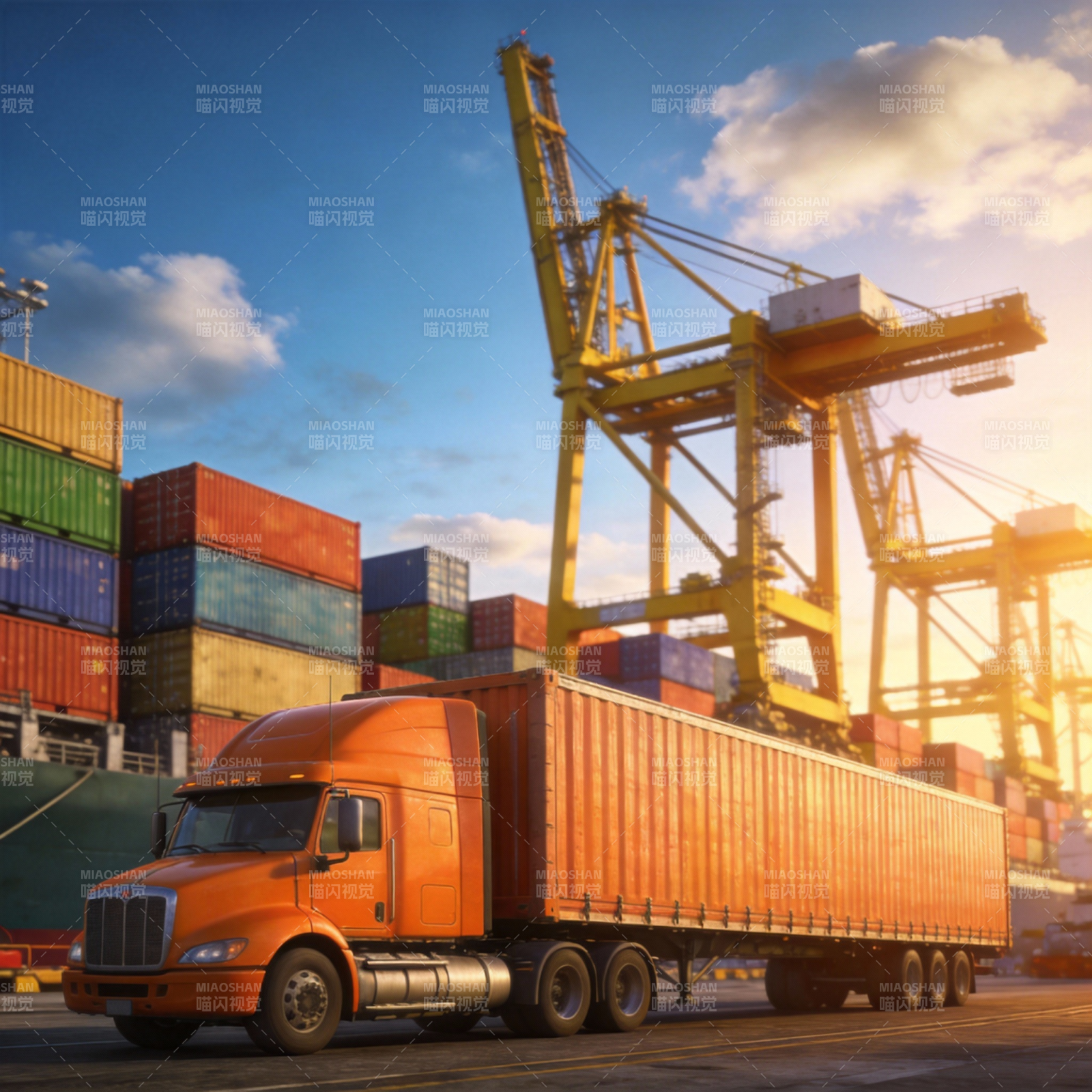 港口货运繁忙景象图片