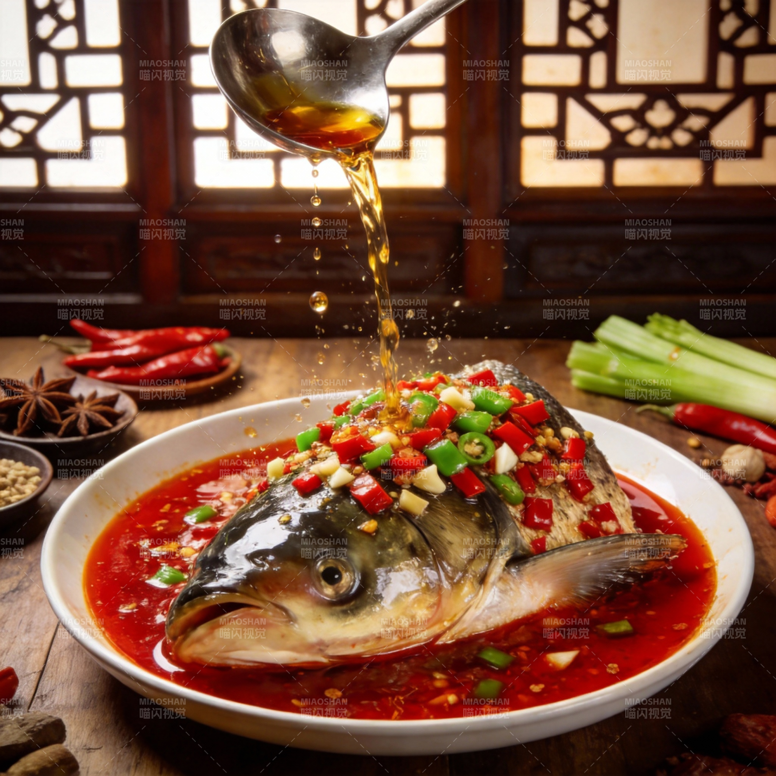 麻辣鲜香鱼头宴图片