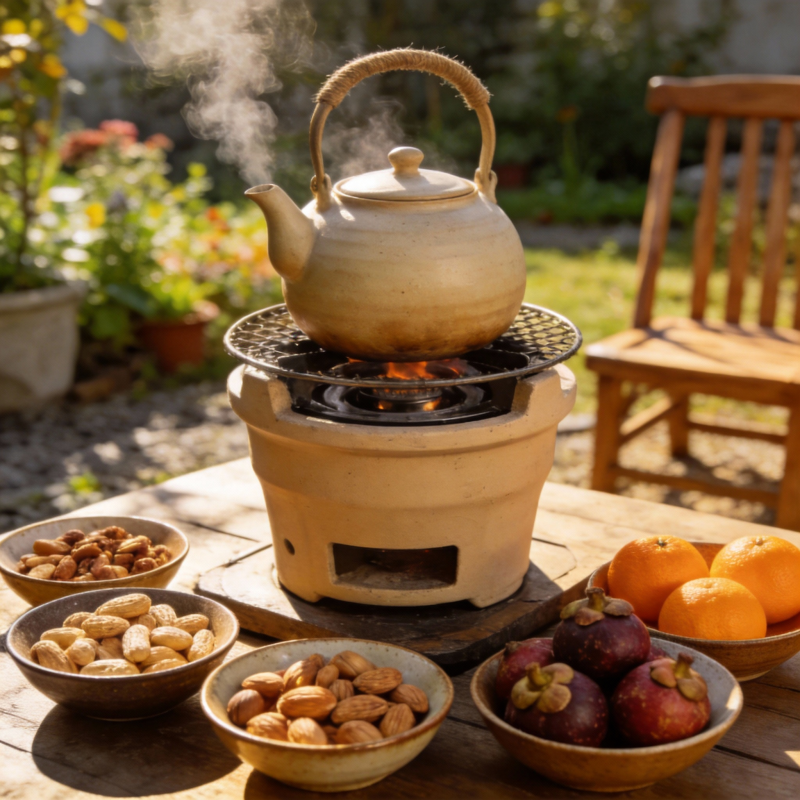 庭院煮茶品果香图片