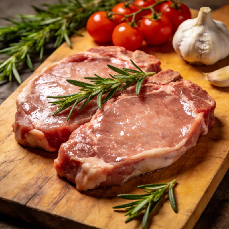 鲜嫩猪排配香草图片