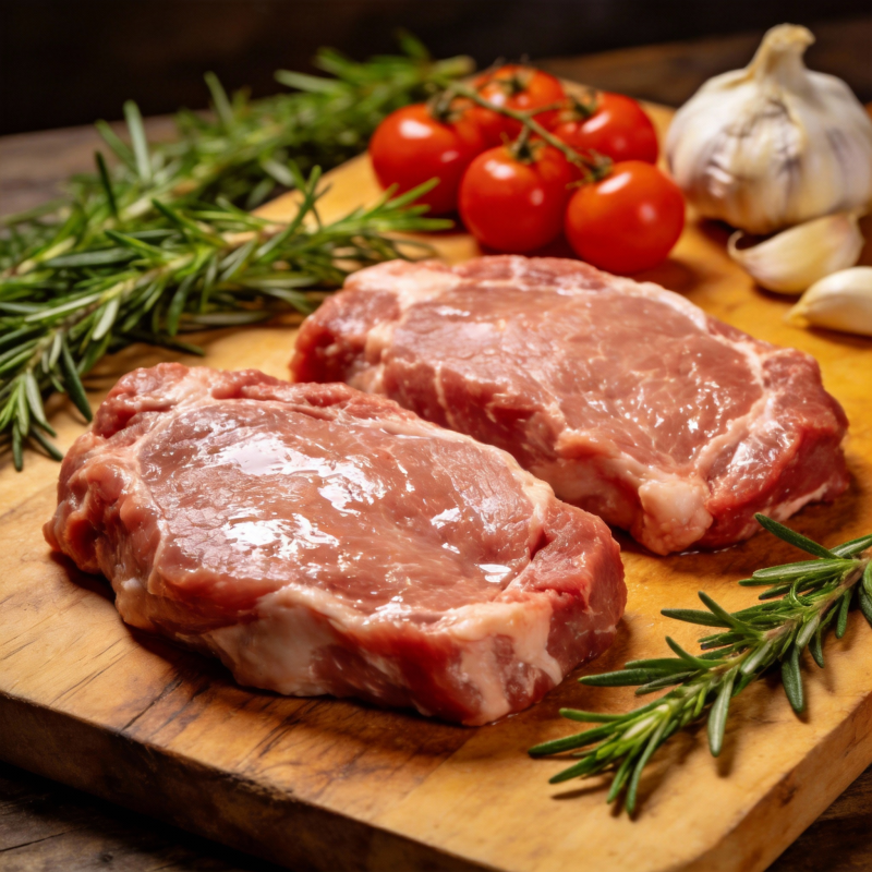 鲜嫩猪排配香草图片