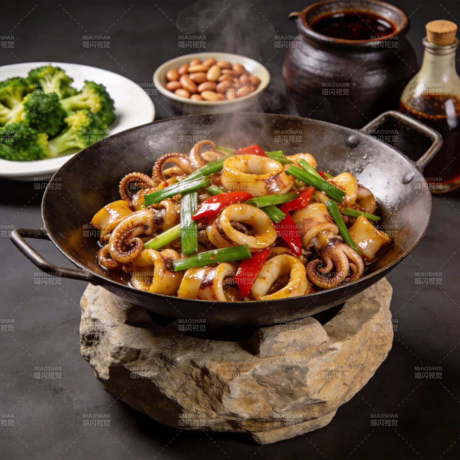 铁锅炒鱿鱼图片