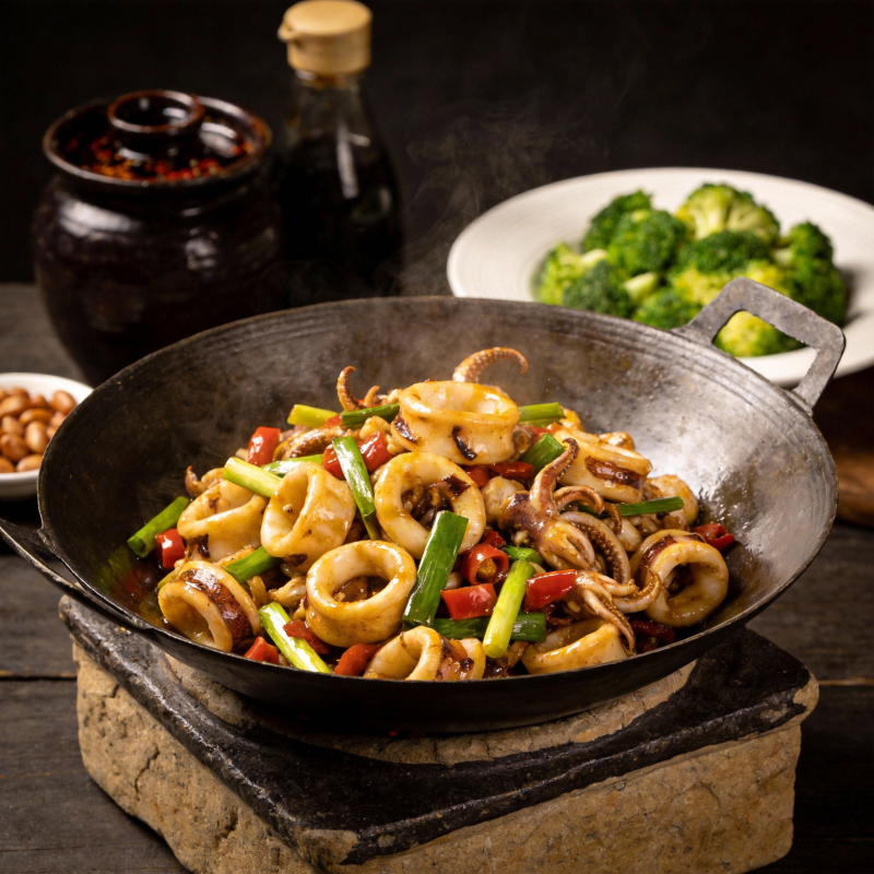 香辣炒鱿鱼圈图片