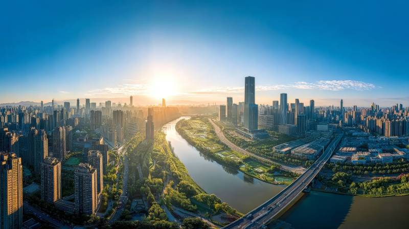 城市晨曦美景图片