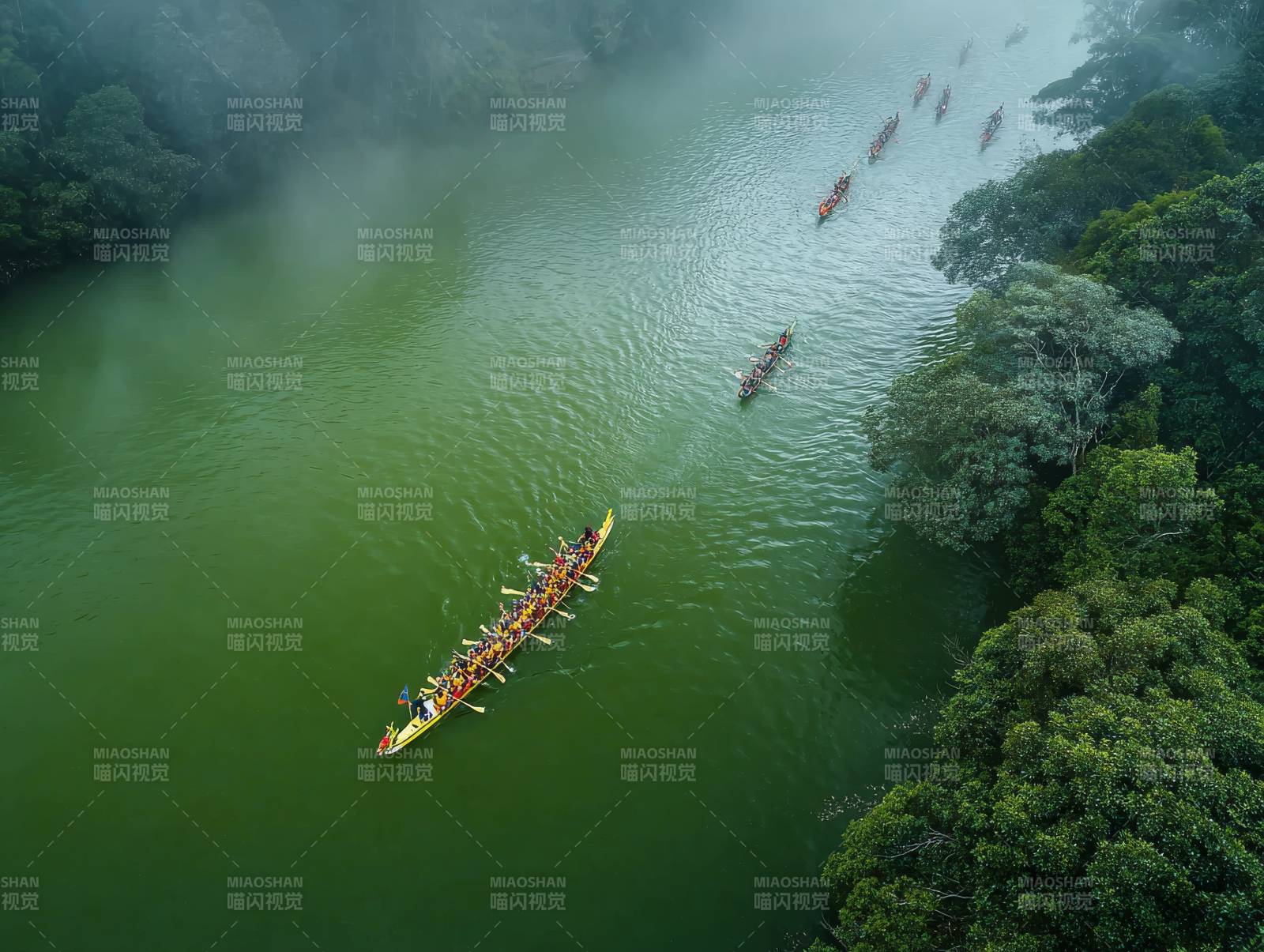 龙舟竞渡绿河中图片