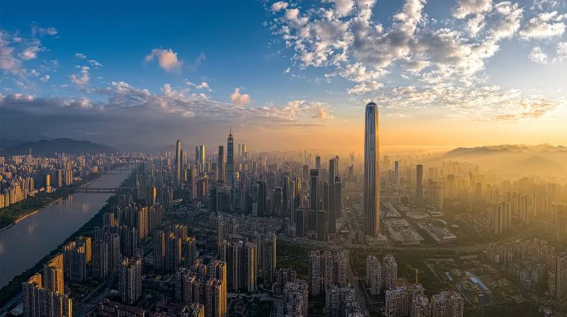 城市晨曦美景图片