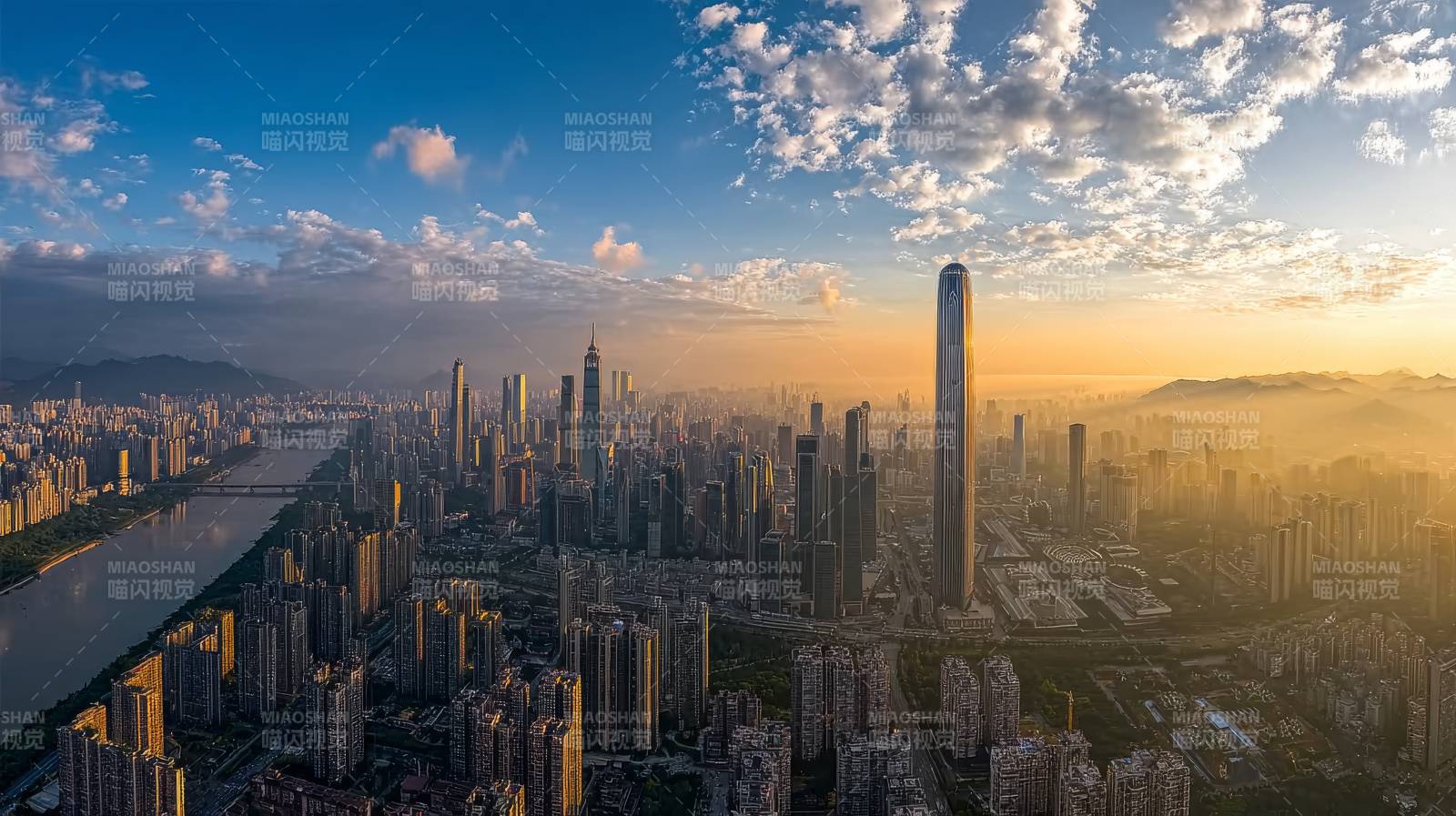 城市晨曦美景图片