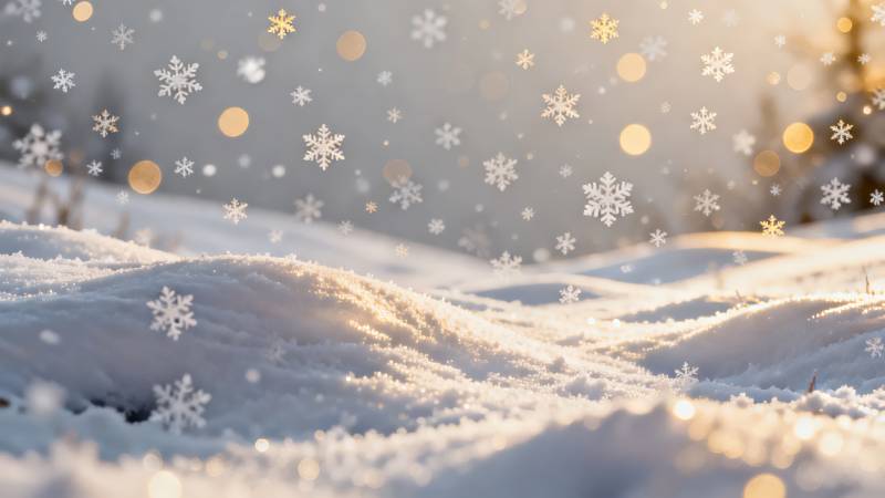 冬日雪景 温暖阳光图片