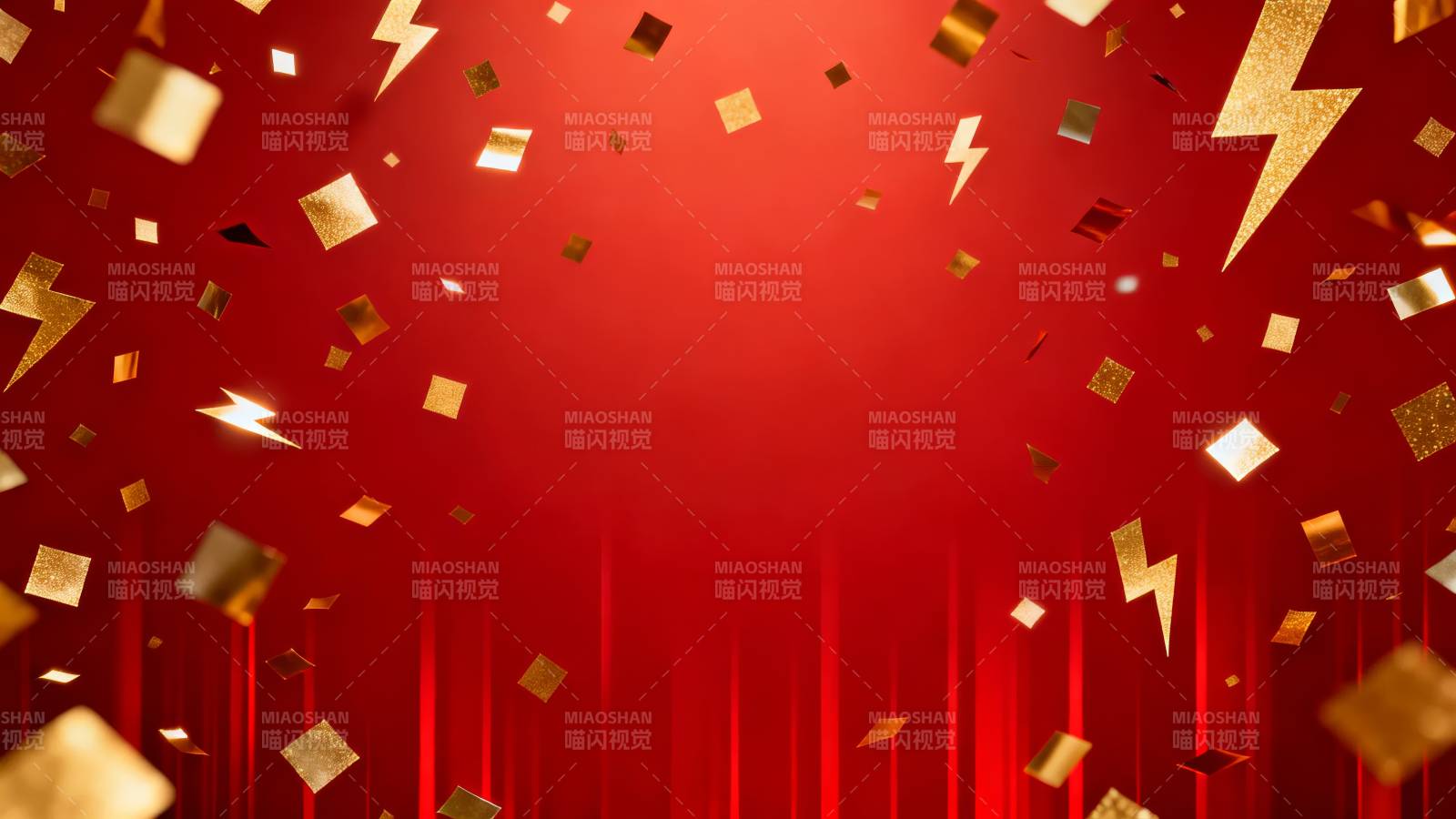 金色礼花绽放红幕图片