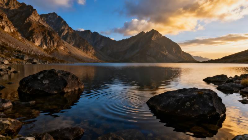 湖光山色映夕阳图片