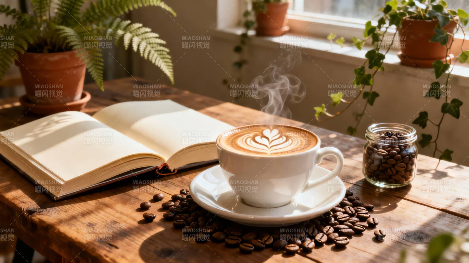 咖啡书香伴晨光图片
