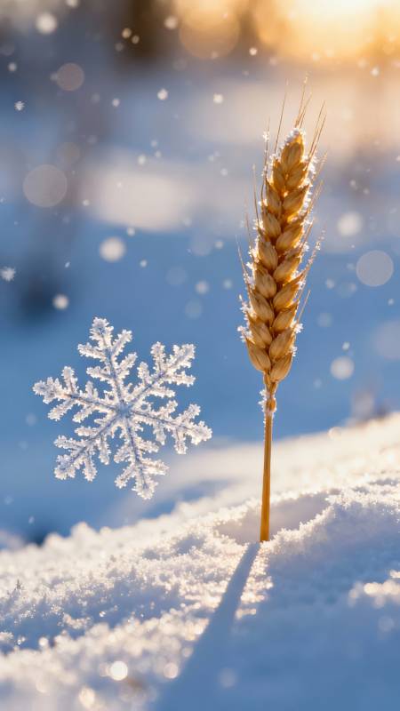 雪中麦穗图片