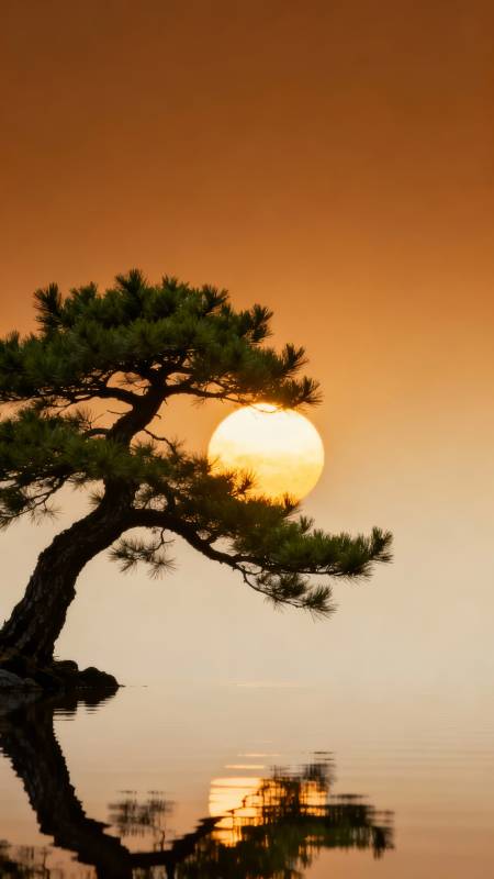 松影映日 静水如镜图片