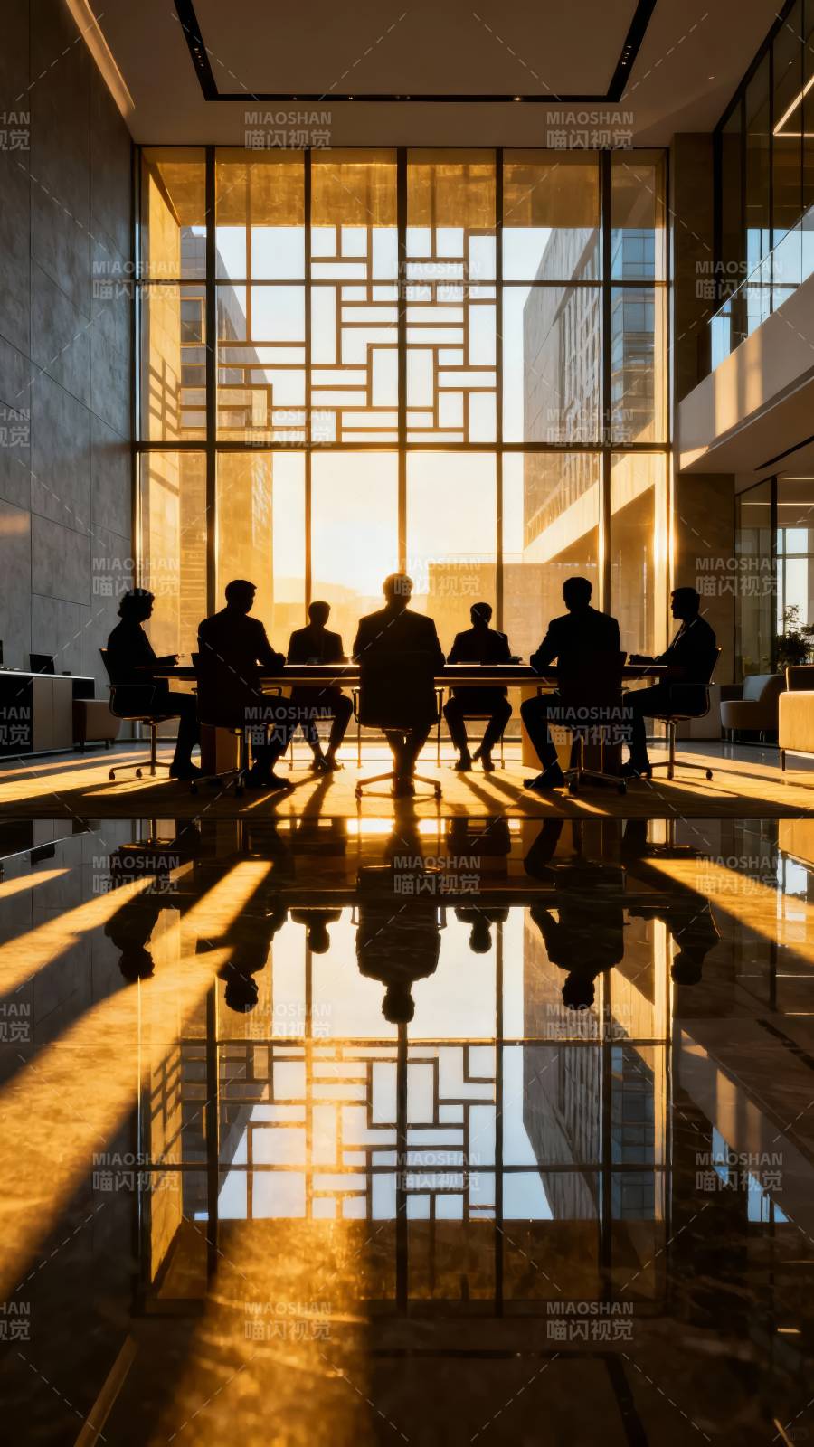 光影中的商务会议图片
