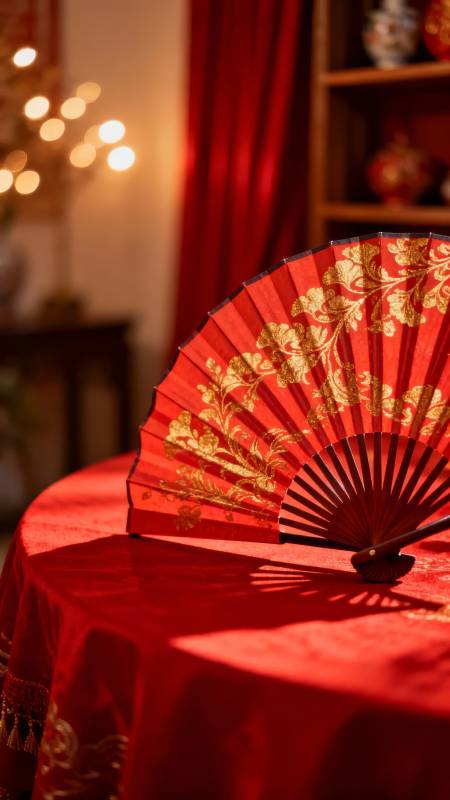 红扇映金花图片