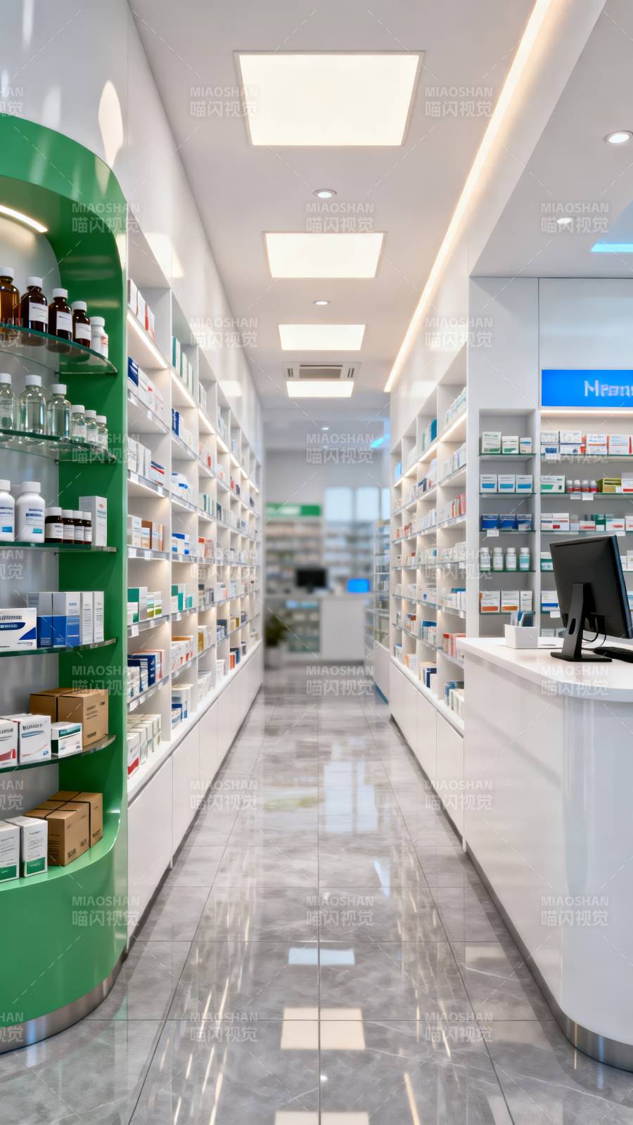现代药房内部景象图片