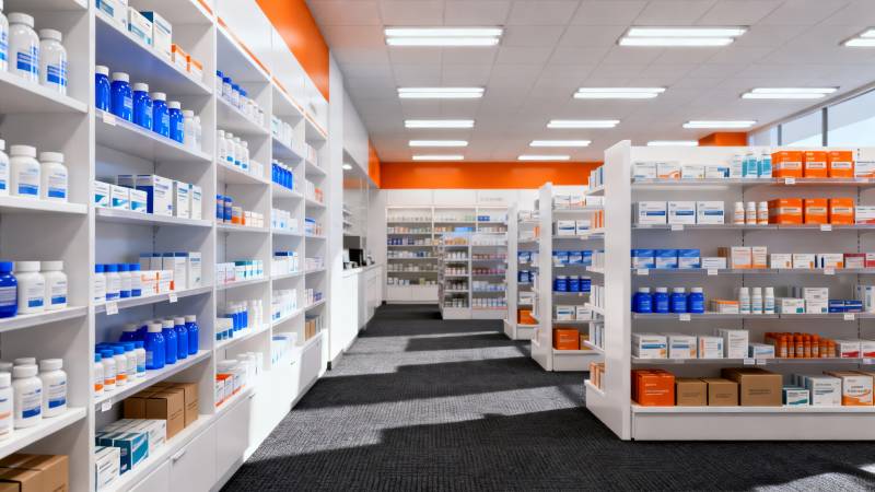 药房货架陈列整齐图片