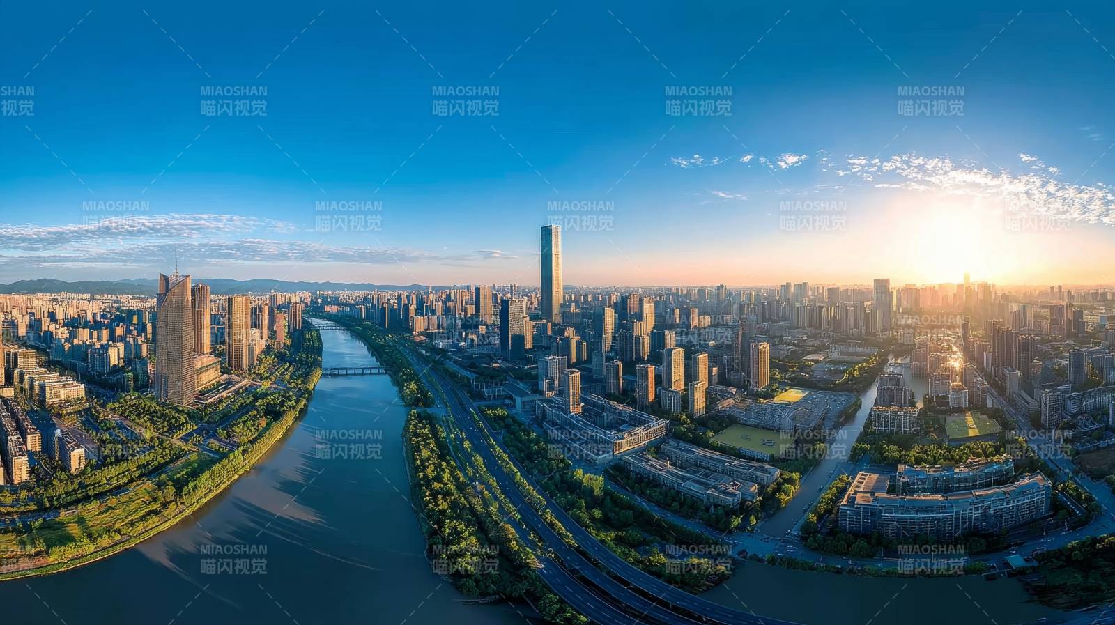 城市晨曦全景图片