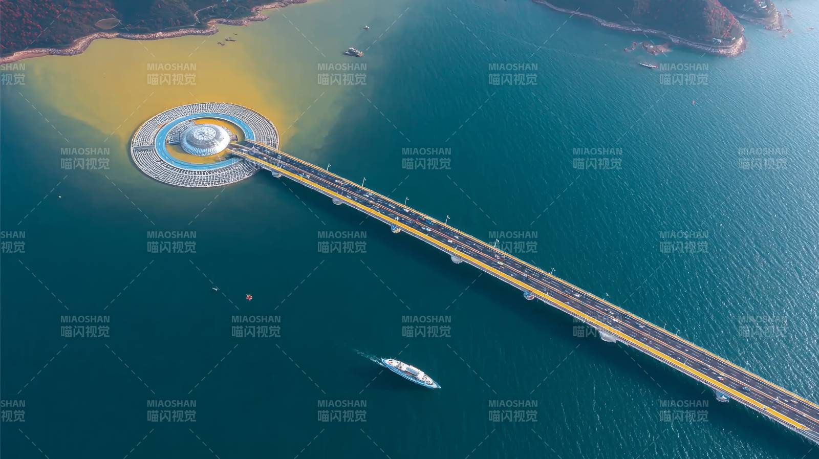 跨海大桥航拍图图片