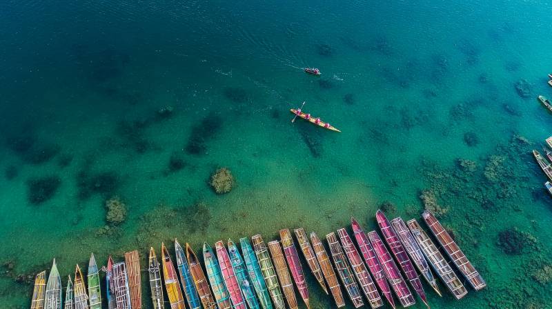 彩船静泊碧海中图片