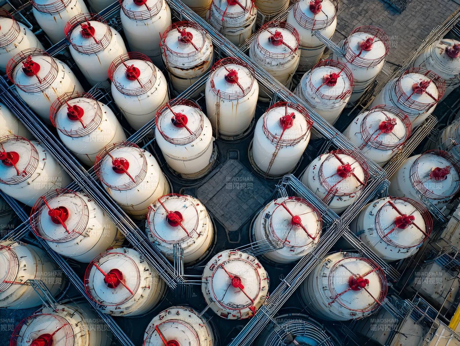 整齐排列的储罐群图片