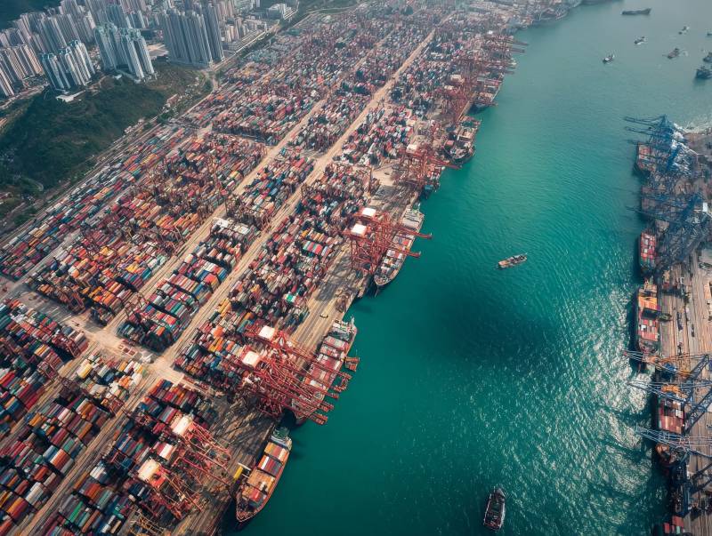 繁忙港口航拍图图片