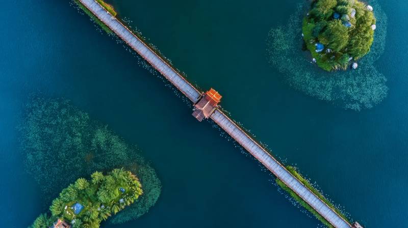 空中俯瞰桥景图片